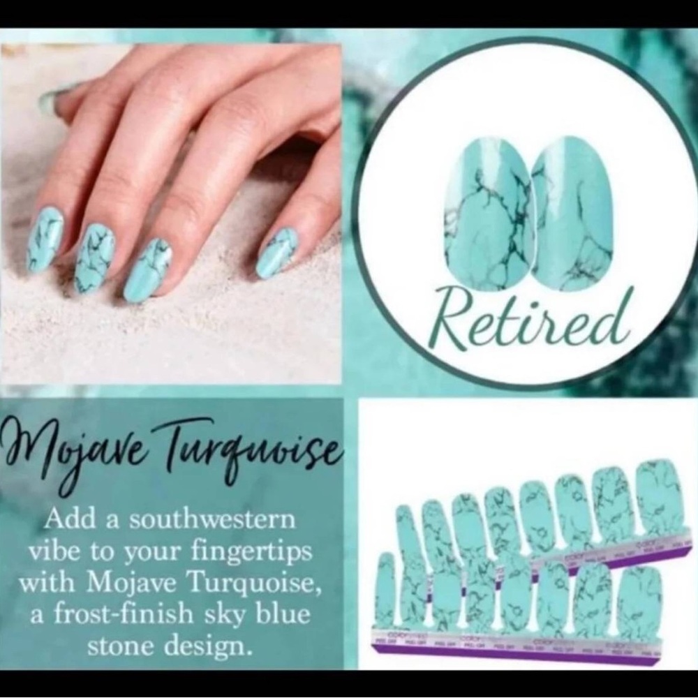 Color Street MOJAVE TURQUOISE Sky Blue Stone Design Nail Strips Set - Picture 3 of 8